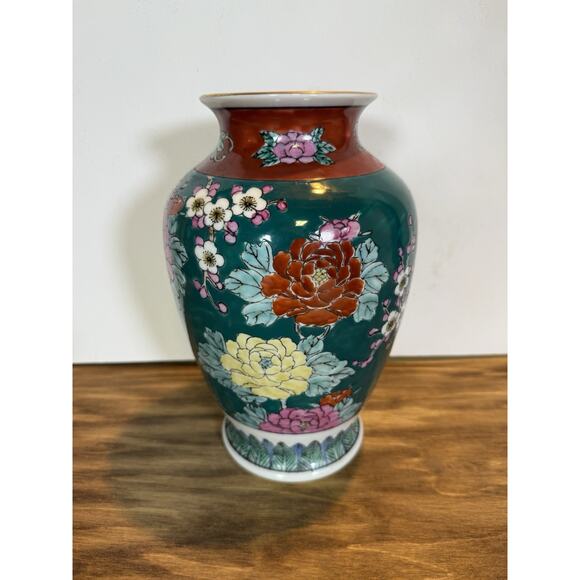 Vintage Gold Imari Hand Painted Vase Pheasants & Peonies Japan 10” Porcelain - Picture 4 of 11